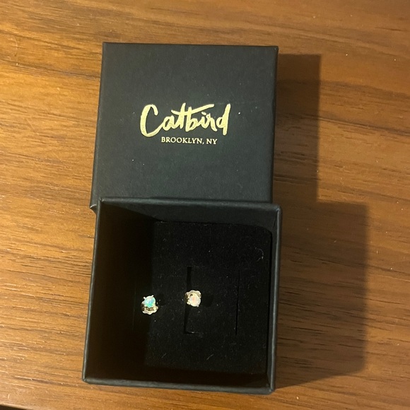 Catbird Jewelry - Catbird Opal Cluster Studs - Cream and Blue Flash